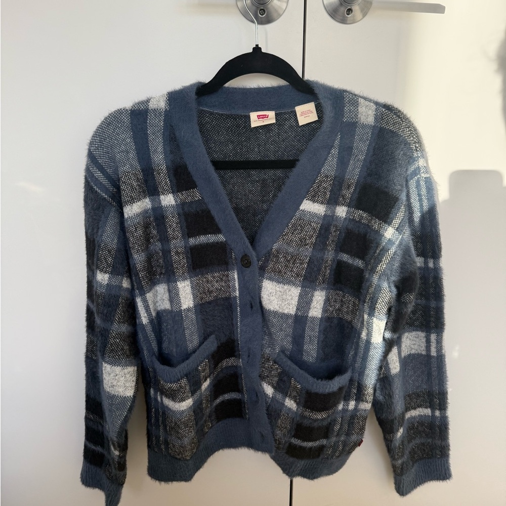 Levi's Blue and Black Plaid Cardigan